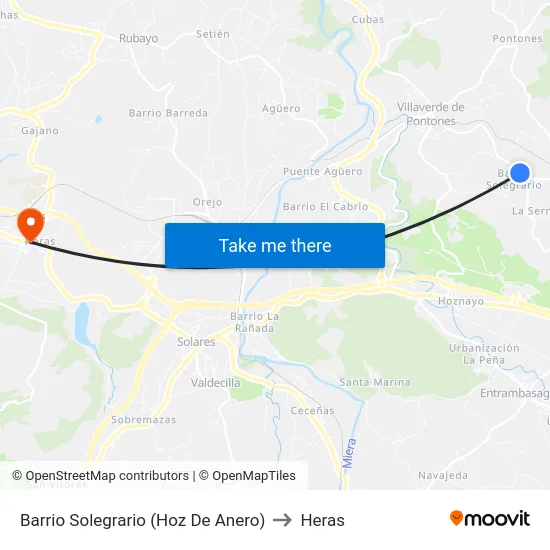 Barrio Solegrario (Hoz De Anero) to Heras map