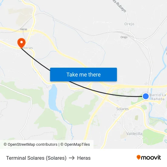 Terminal Solares (Solares) to Heras map
