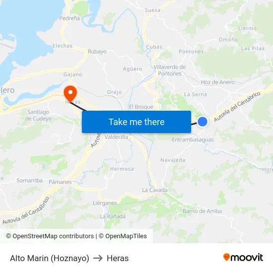Alto Marin (Hoznayo) to Heras map