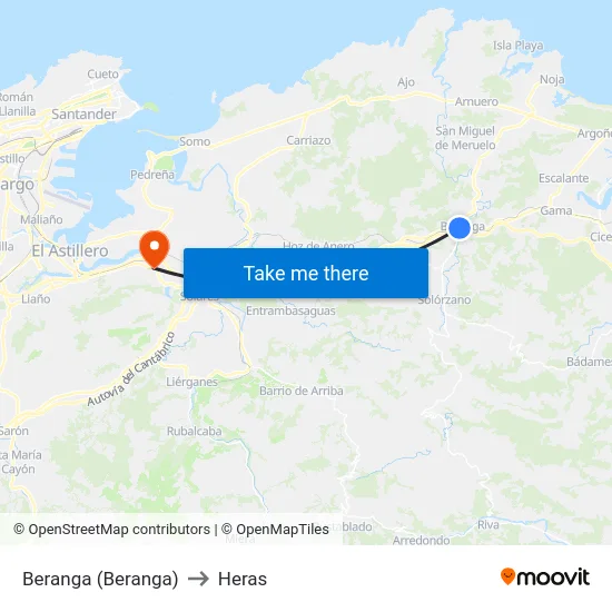 Beranga (Beranga) to Heras map