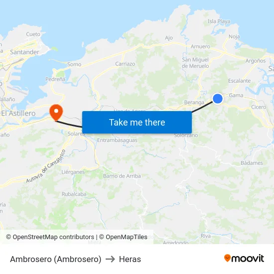 Ambrosero (Ambrosero) to Heras map