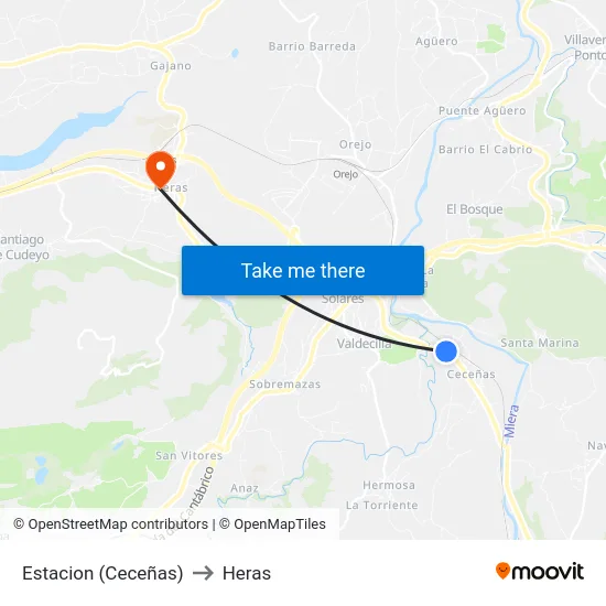 Estacion (Ceceñas) to Heras map
