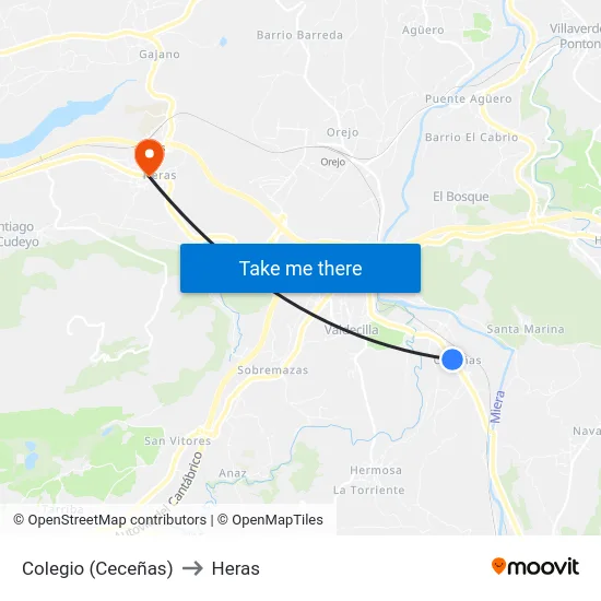 Colegio (Ceceñas) to Heras map