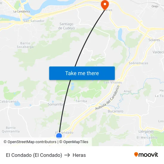 El Condado (El Condado) to Heras map