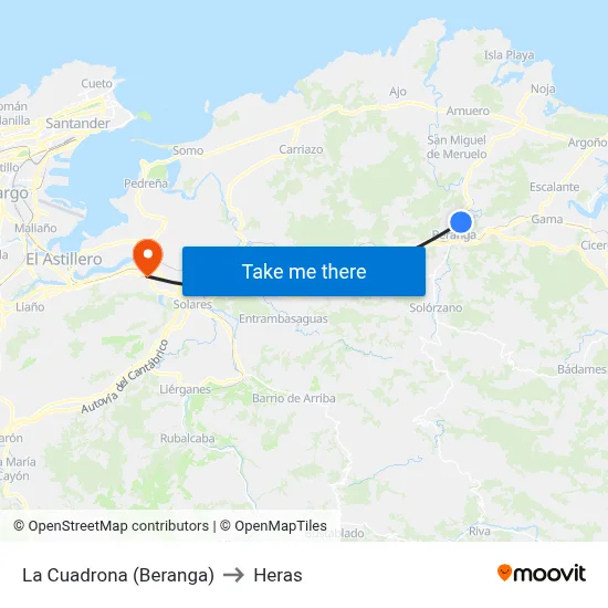 La Cuadrona (Beranga) to Heras map