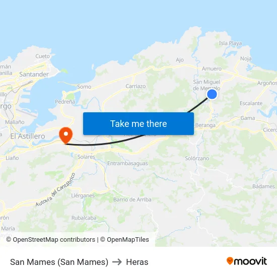 San Mames (San Mames) to Heras map