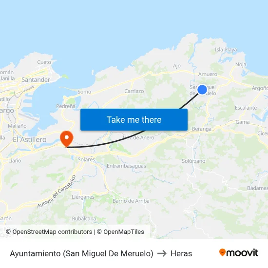 Ayuntamiento (San Miguel De Meruelo) to Heras map