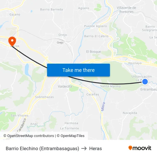Barrio Elechino (Entrambasaguas) to Heras map