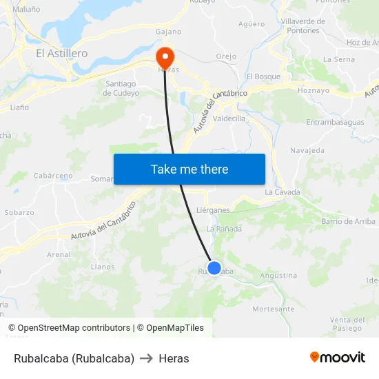 Rubalcaba (Rubalcaba) to Heras map