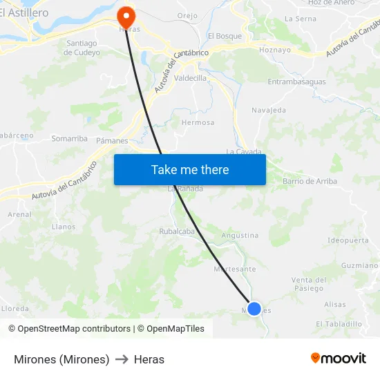 Mirones (Mirones) to Heras map