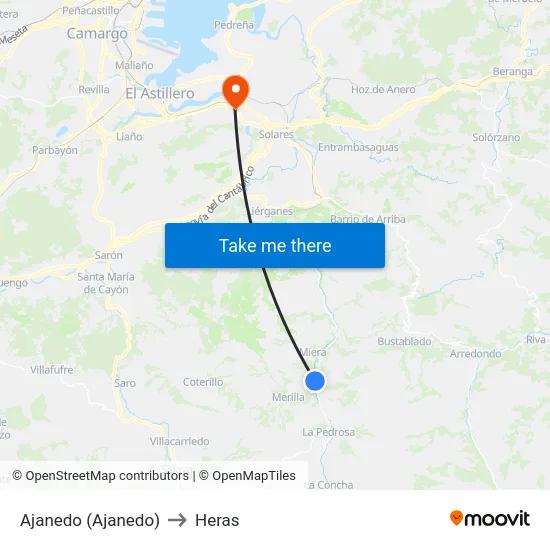 Ajanedo (Ajanedo) to Heras map