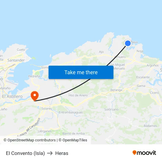 El Convento (Isla) to Heras map