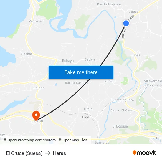 El Cruce (Suesa) to Heras map
