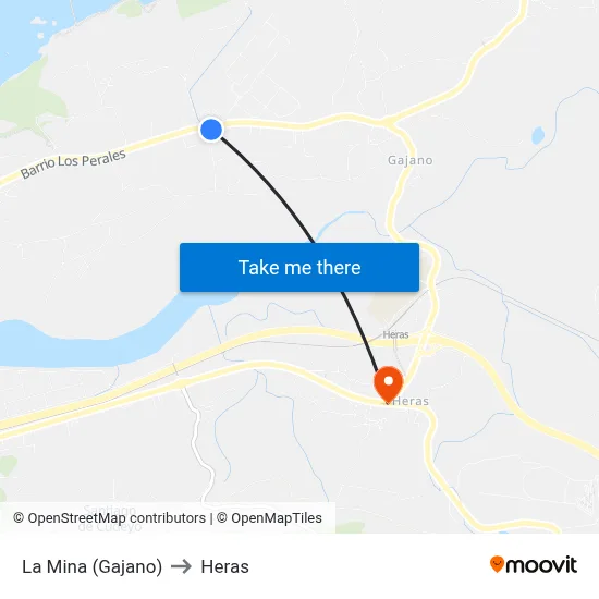 La Mina (Gajano) to Heras map