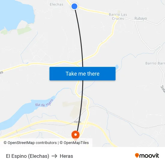 El Espino (Elechas) to Heras map