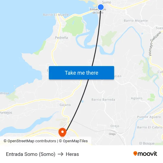 Entrada Somo (Somo) to Heras map