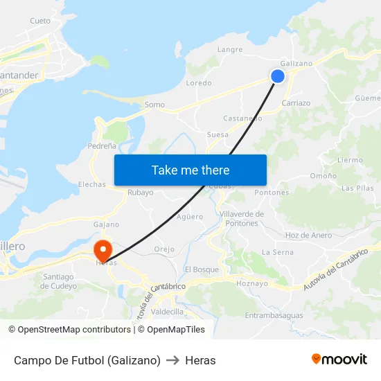 Campo De Futbol (Galizano) to Heras map