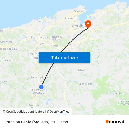 Estacion Renfe (Molledo) to Heras map