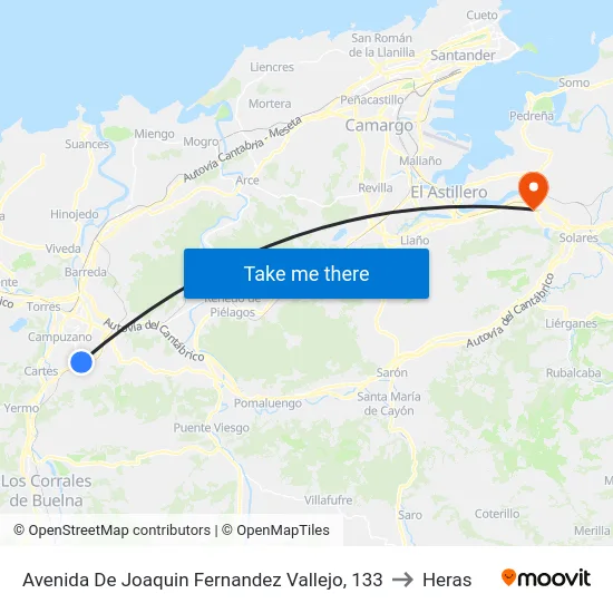Avenida De Joaquin Fernandez Vallejo, 133 to Heras map