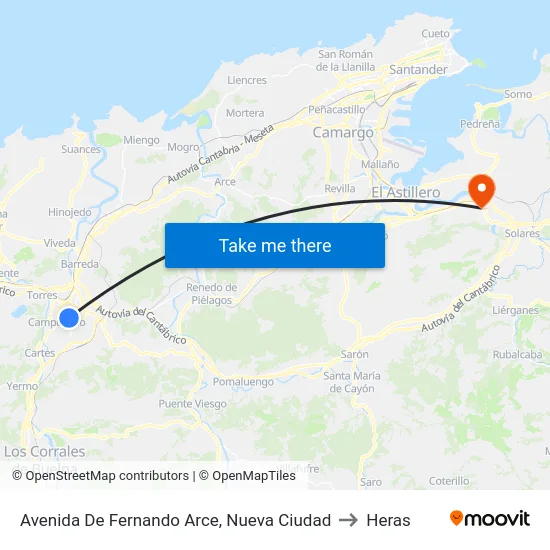 Avenida De Fernando Arce, Nueva Ciudad to Heras map