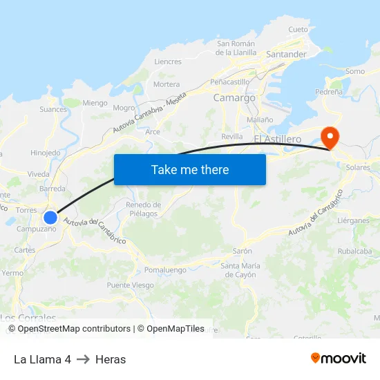 La Llama 4 to Heras map