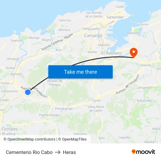 Cementerio Rio Cabo to Heras map