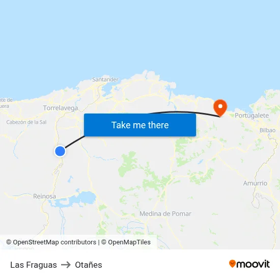 Las Fraguas to Otañes map
