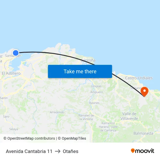 Avenida Cantabria 11 to Otañes map