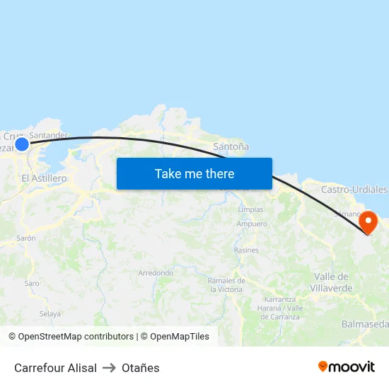 Carrefour Alisal to Otañes map