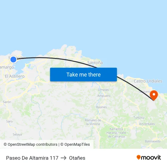 Paseo De Altamira 117 to Otañes map