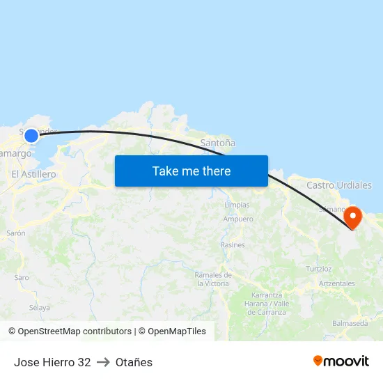 Jose Hierro 32 to Otañes map