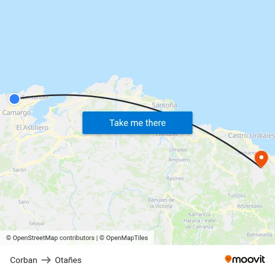 Corban to Otañes map