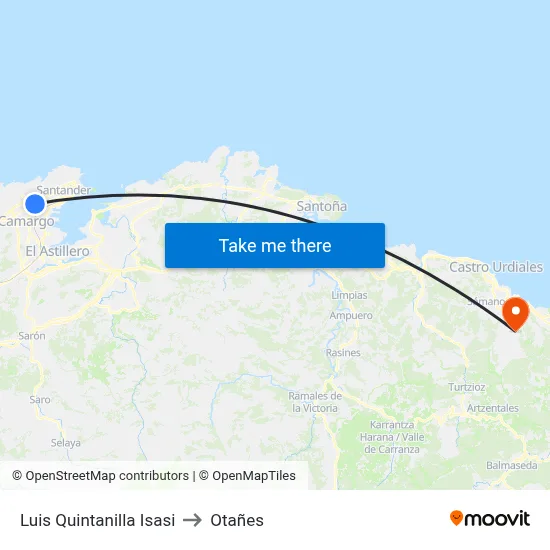 Luis Quintanilla Isasi to Otañes map