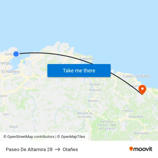 Paseo De Altamira 28 to Otañes map