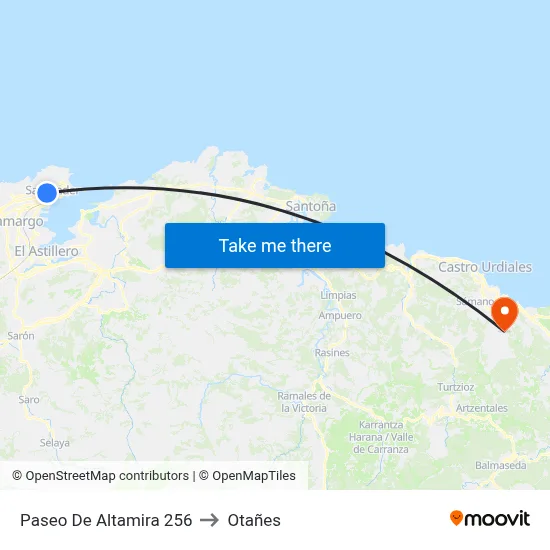 Paseo De Altamira 256 to Otañes map