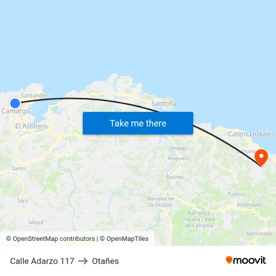 Calle Adarzo 117 to Otañes map