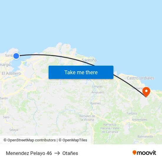 Menendez Pelayo 46 to Otañes map