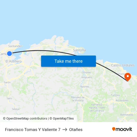 Francisco Tomas Y Valiente 7 to Otañes map