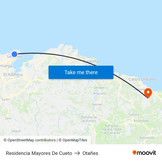 Residencia Mayores De Cueto to Otañes map