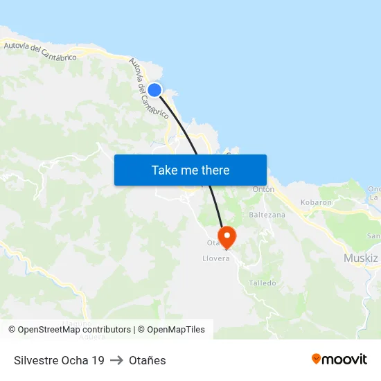Silvestre Ocha 19 to Otañes map