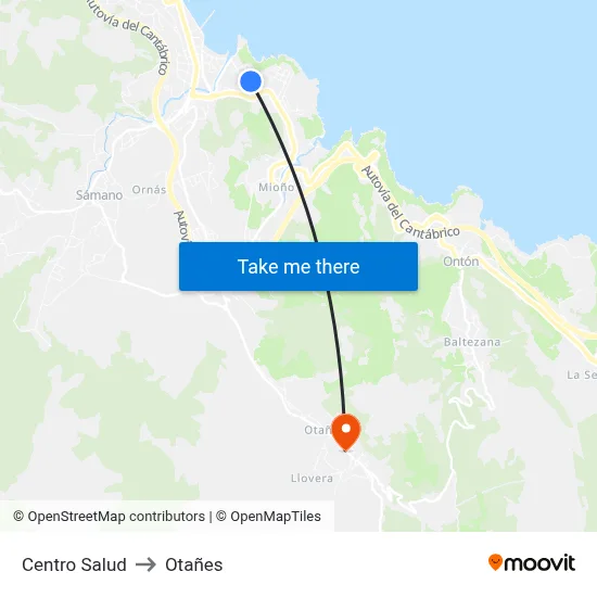 Centro Salud to Otañes map