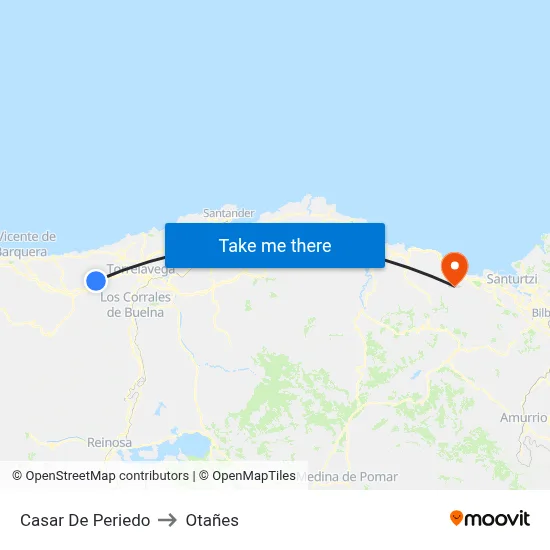 Casar De Periedo to Otañes map