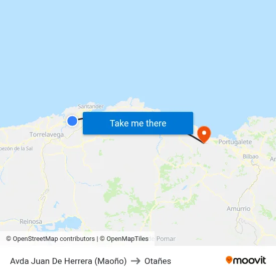 Avda Juan De Herrera (Maoño) to Otañes map