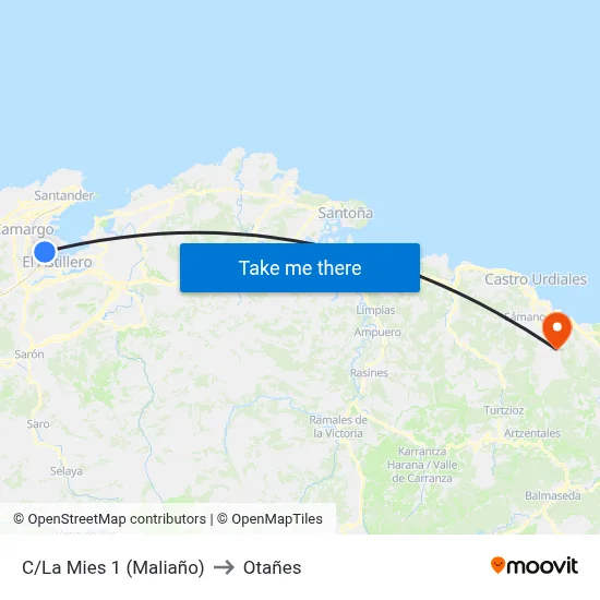 C/La Mies 1 (Maliaño) to Otañes map