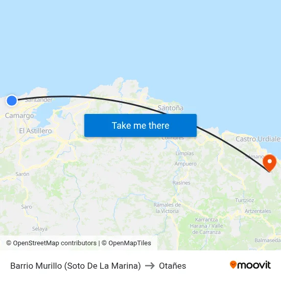 Barrio Murillo (Soto De La Marina) to Otañes map