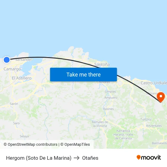 Hergom (Soto De La Marina) to Otañes map