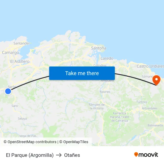 El Parque (Argomilla) to Otañes map