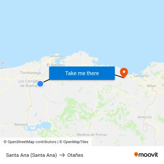 Santa Ana (Santa Ana) to Otañes map