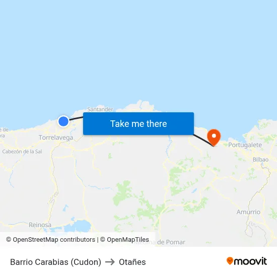 Barrio Carabias (Cudon) to Otañes map