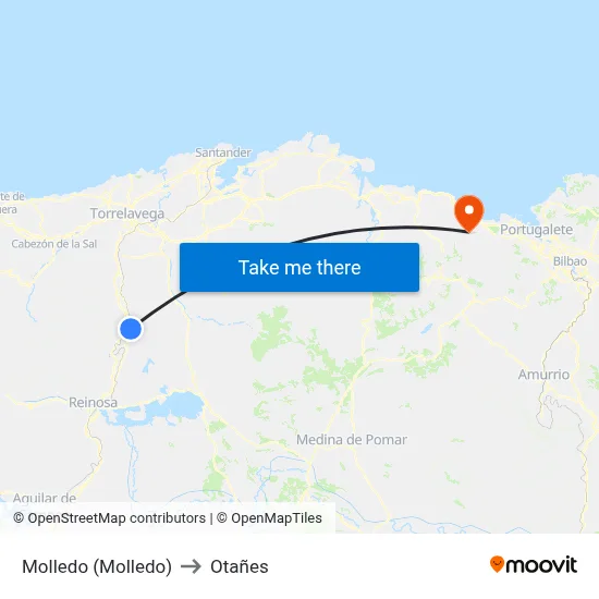 Molledo (Molledo) to Otañes map
